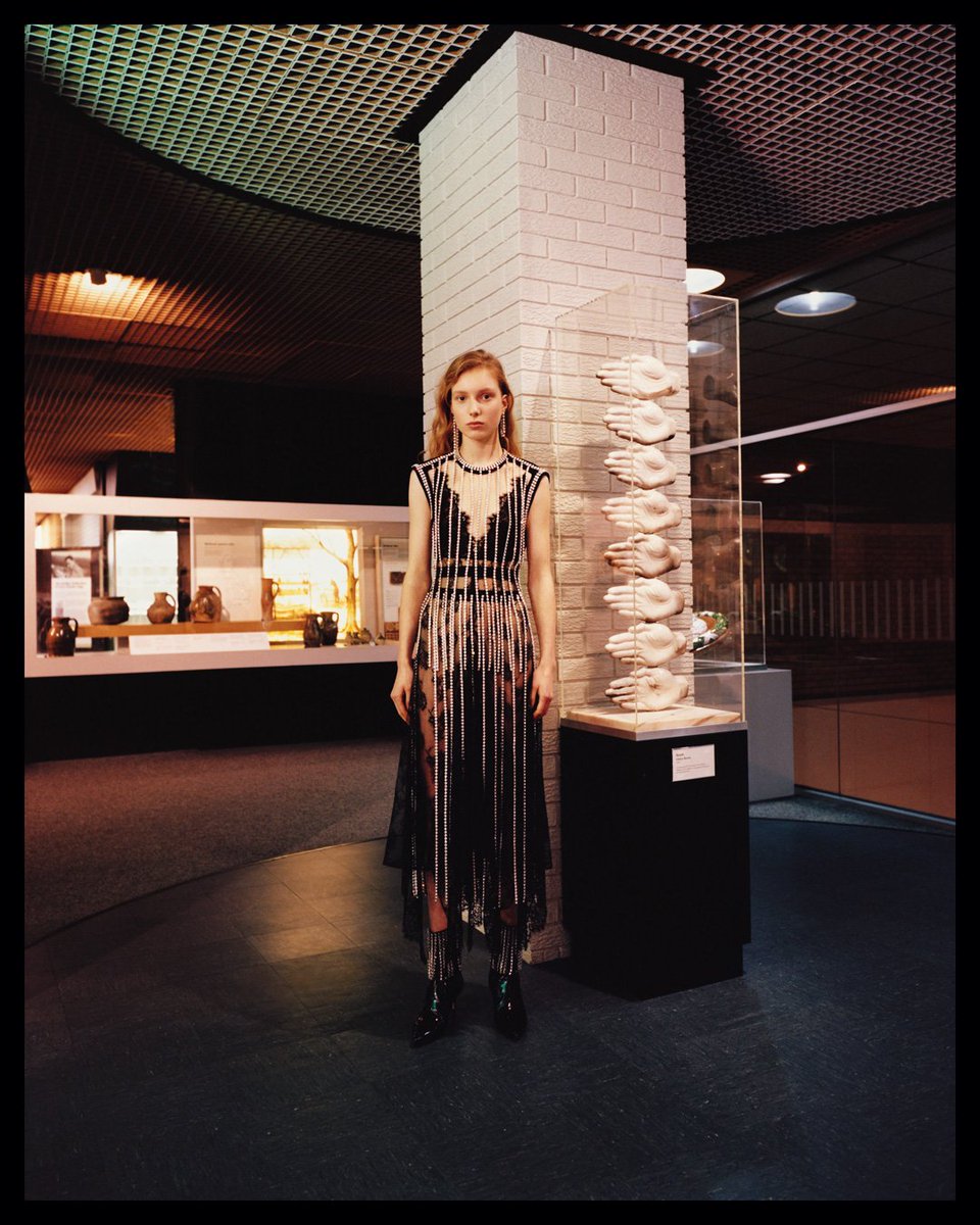 LOOK 07 PRE FALL 2018 Photographed by #LaurenceEllis featuring model #DemyDevries on location at The Potteries Museum & Art Gallery, Stoke-On-Trent #ChristopherKane #PreFall18