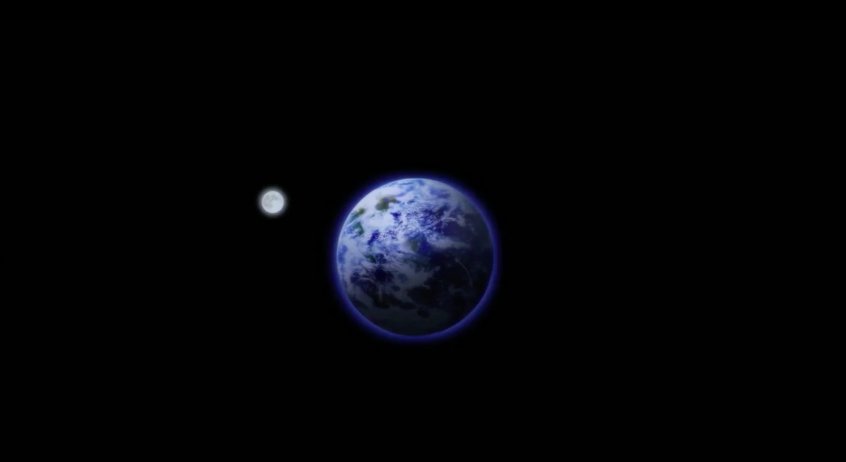 Just want to reiterate. Left: Earth before Satan’s arrival. No moon. Right: Earth after God comes back to punish Satan. Moon.