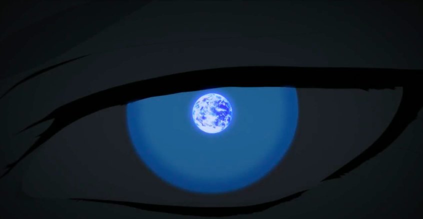 This shot is a call-out to the earlier shot of the earth filling Satan’s right eye. Akira fills his left eye drawing a parallel between the two. And remember what we just said about the moon? How it is doomed to circle the earth, but never touch it?  #DEVILMANcrybaby