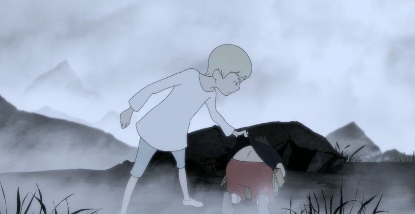 The next few sequences of Akira and Ryo during their childhood are a portent of what’s to come. Akira shielding the dying cat from Ryo is analogous to Devilman pleading with Satan to spare the human race. #DEVILMANcrybaby