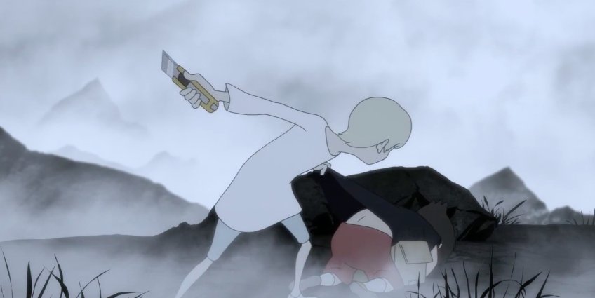 The next few sequences of Akira and Ryo during their childhood are a portent of what’s to come. Akira shielding the dying cat from Ryo is analogous to Devilman pleading with Satan to spare the human race. #DEVILMANcrybaby