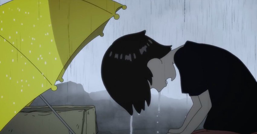 The animators are careful to actually animate the shadow of Ryo’s lunar blue colored umbrella passing over Akira’s sunny yellow umbrella. Akira tells Satan “you’re crying too.” It won’t be until the final episode that we truly understand what this means. #DEVILMANcrybaby