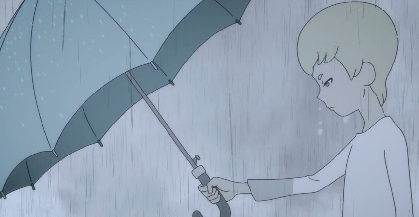 The animators are careful to actually animate the shadow of Ryo’s lunar blue colored umbrella passing over Akira’s sunny yellow umbrella. Akira tells Satan “you’re crying too.” It won’t be until the final episode that we truly understand what this means. #DEVILMANcrybaby