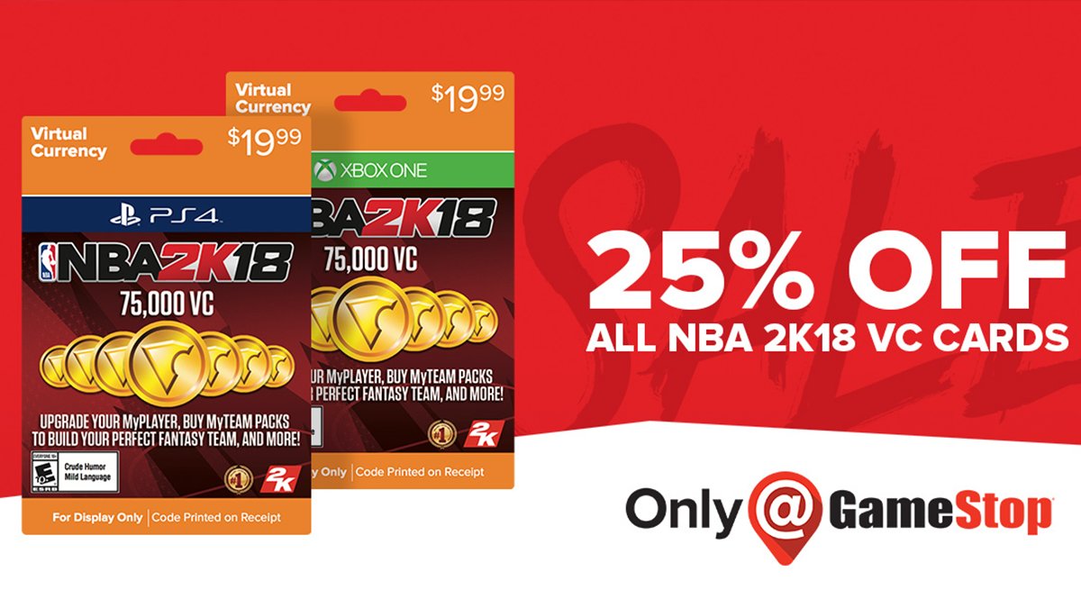 vegetarisk Illustrer Krage טוויטר \ NBA 2K בטוויטר: ".@GameStop is helping you Raise Your Virtual  Game! You've been making it rain 3's, now make it rain cash with 25% off # NBA2K18 VC Cards. Follow the