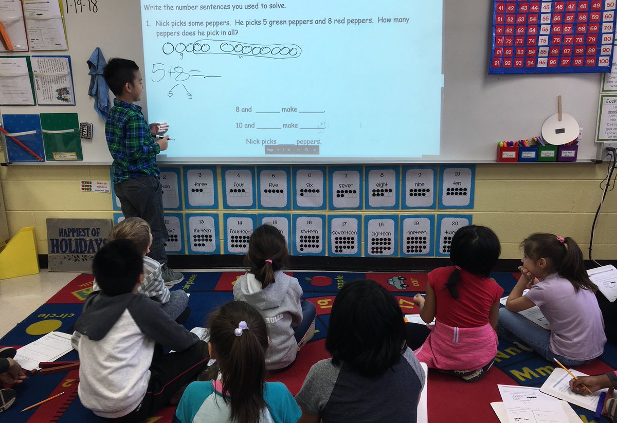 MissGrady123's tweet photo. After finishing an exit ticket, different students showed us the various ways they solved this math problem! #hannum #d123 https://t.co/h7wSKuXP72