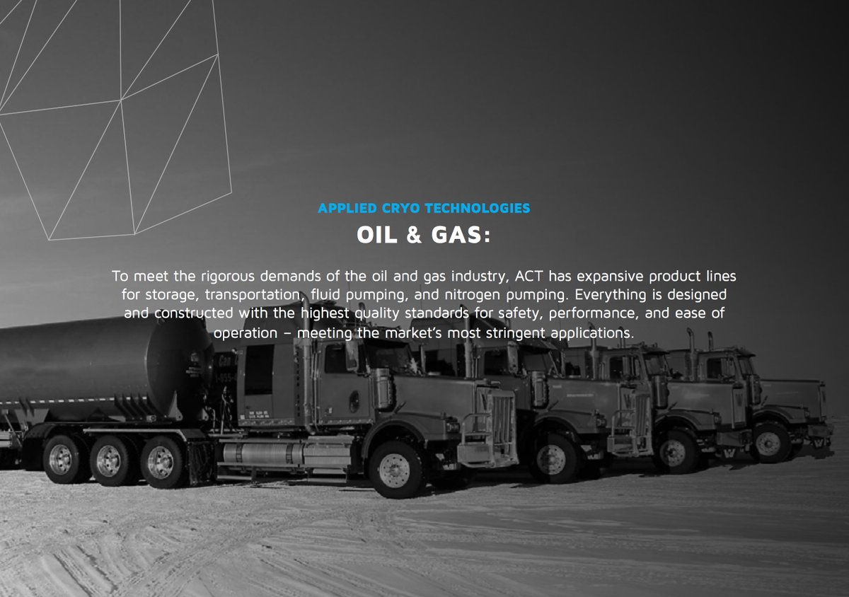 To meet the rigorous demands of the #oilandgas industry, <a href="/appliedcryotech/">Applied Cryo Tech</a> has expansive product lines for #storage, #transportation, fluid pumping, &amp; nitrogen pumping. #appliedcryotech #LNG #distribution #cryo #cryogenics #equipment #performance #nitrogen #productdesign
