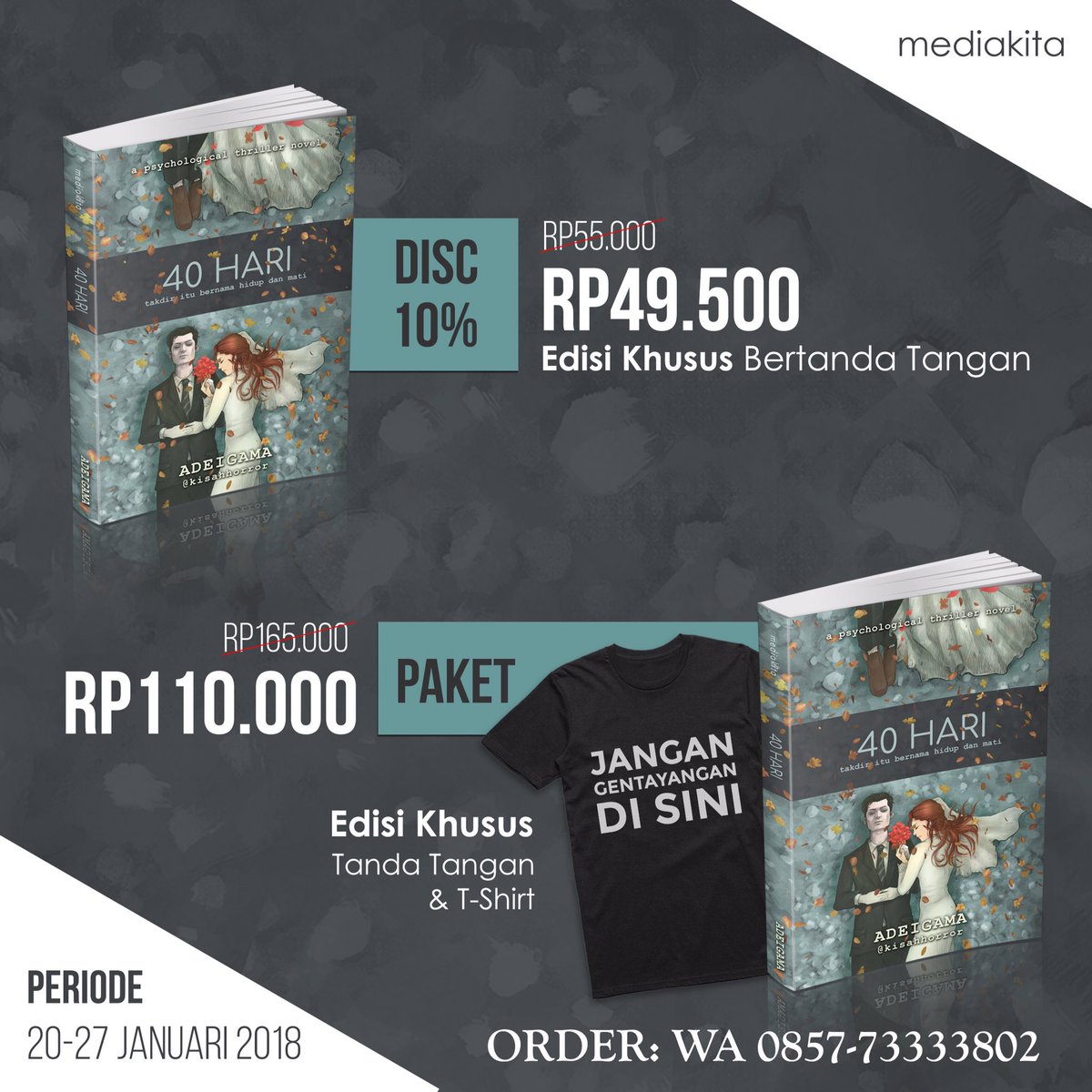 kisahhorror's tweet photo. #40Hari versi tanda tangan dan bundle sudah bisa kamu pesan dari sekarang, WA nama, alamat, nomor telpon, dan buku/bundle. https://t.co/zq2NuKYXho