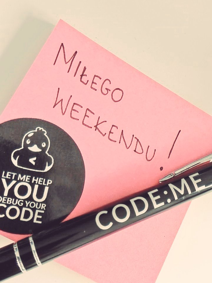 W weekend planujemy odpocząć i mamy nadzieję, że Wy też 😊.
Ostatnie dni zapisów przed nami, zostało jeszcze kilka miejsc na kursy w <a href="/gdansk/">Miasto Gdańsk</a>, jeśli jesteś zainteresowany/a napisz na kontakt@codeme.pl. 
Do poniedziałku! 😁