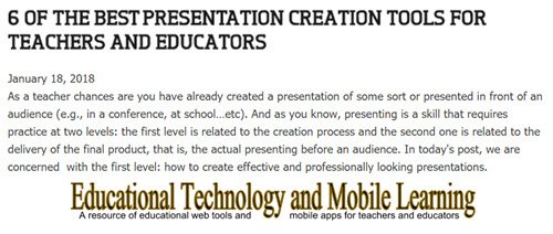 MedGizmo_ed's tweet photo. 6 of The Best #Presentation Creation Tools for #Teachers and #Educators https://t.co/u7ZHP8VFtf #edtech #elearning #mlearning #EdApps https://t.co/ifyfahs1uj