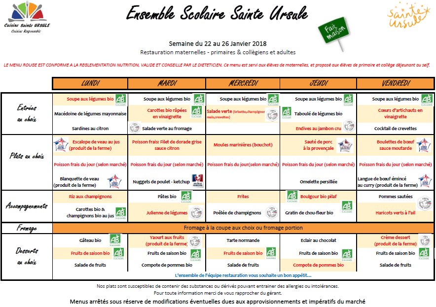 Stephane on Twitter "Info cuisine sainte Ursule 👨‍🍳 Menu de la