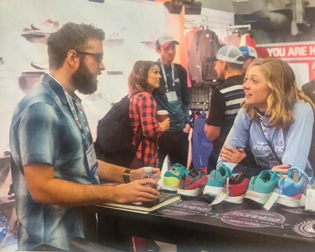 oliviahoskin's tweet photo. There I am in Running Insight magazine at #TRE2017 checkin’ out @skechers new line. That’s my “hungover but interested” face. #nerdingout https://t.co/EA08g5MjY6 https://t.co/j18ptub47R