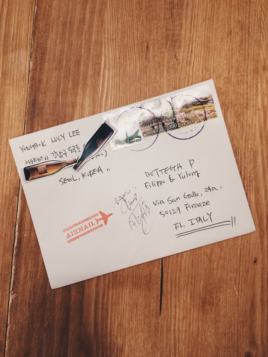 Fan letter from Korea , thanks Lucy  #bottegaP #Firenze #wineshop