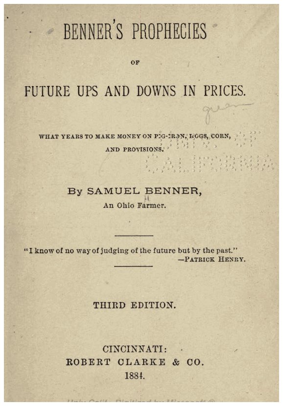 MarkYusko's tweet photo. Benner’s Prophecies. Actually written in 1884, but stylized Benner Cycle Chart started in 1902. @Jess3Livermore https://t.co/dmUw7LRRVB