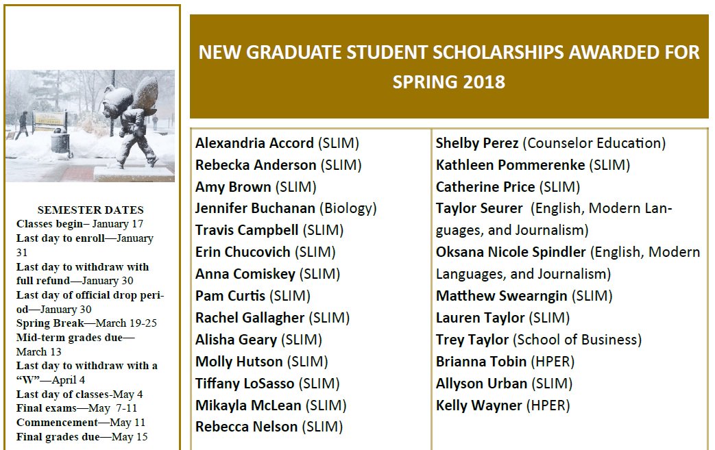 SecondaryEd_ESU's tweet photo. Congratulations to secondary education (English/language arts) graduate Oksana Spindler on earning one of the "New Graduate Student Scholarships" for Spring 2018! @ESU_GradSchool @TTC_ESU https://t.co/2wAUTMpYUO