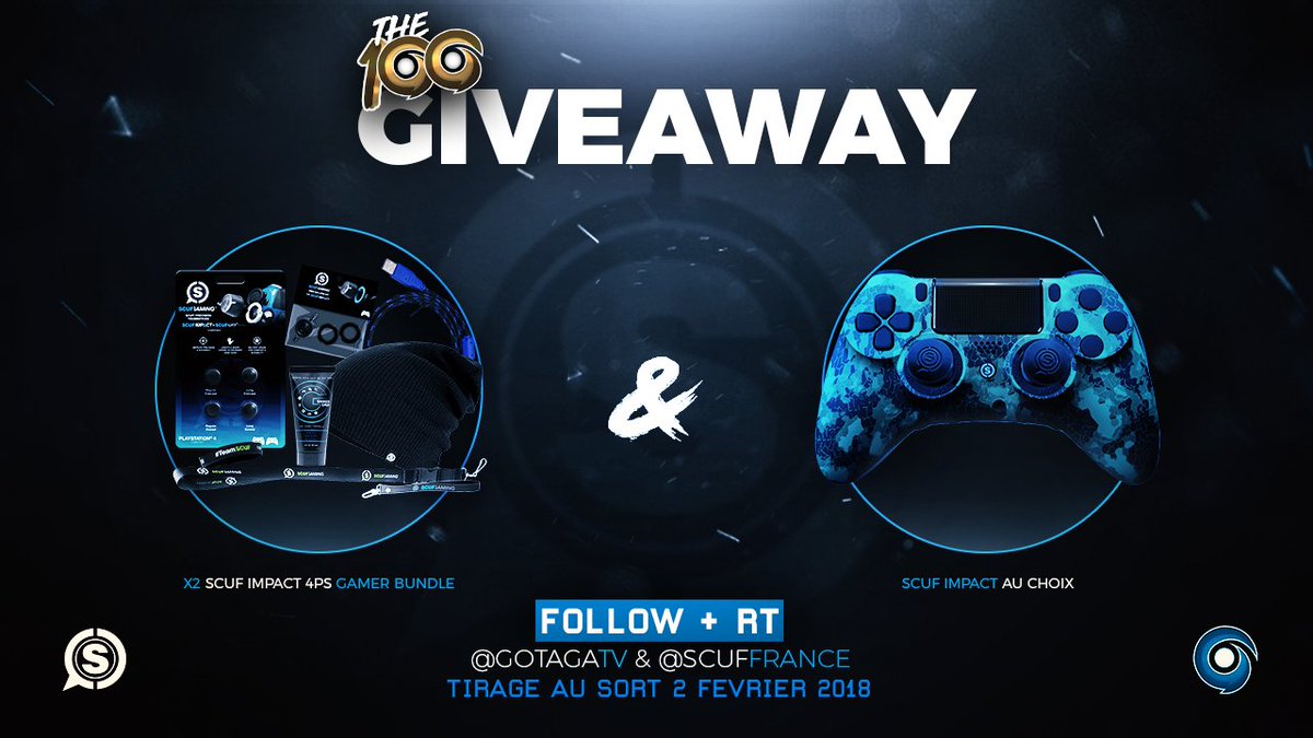 Avec la réussite du #GotagaTHE100 voici la petite surprise ! 😍

🎁 GIVEAWAY 🎁
Pour participer :
#RT + #Follow => <a href="/GotagaTV/">GotagaTV</a>  - <a href="/ScufFrance/">SCUF France</a>  ! 

➡️ (Tirage au sort le 02/02/2018)