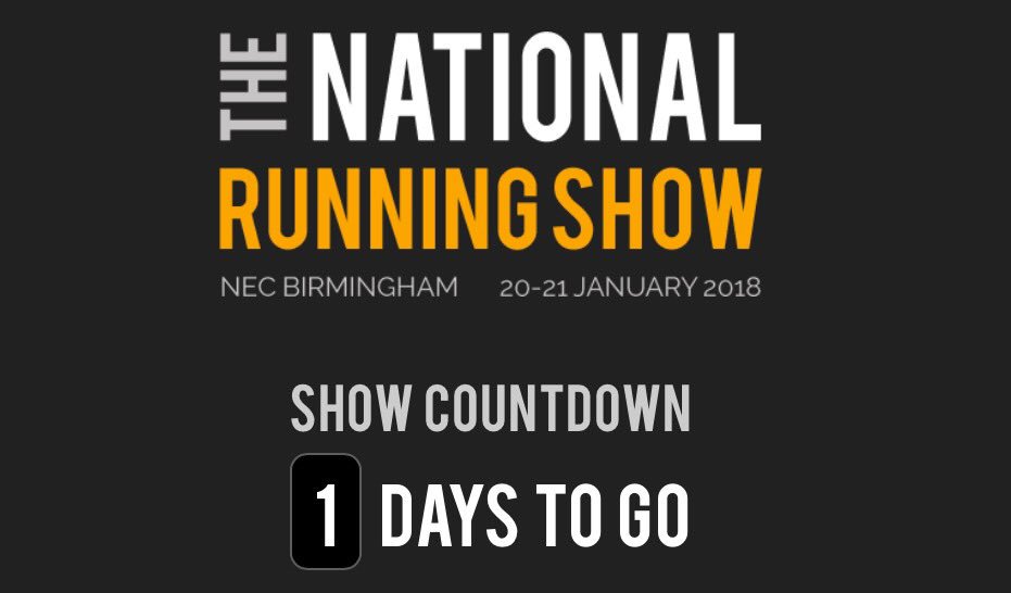 dazstaley's tweet photo. Whoop whoop just 1 day to go, who is stupidly excited about the National Running Show this weekend? 

#excited #ukrunchat @nationalrunshow @UKRunChat @racecheck https://t.co/gxgrPUmNRj