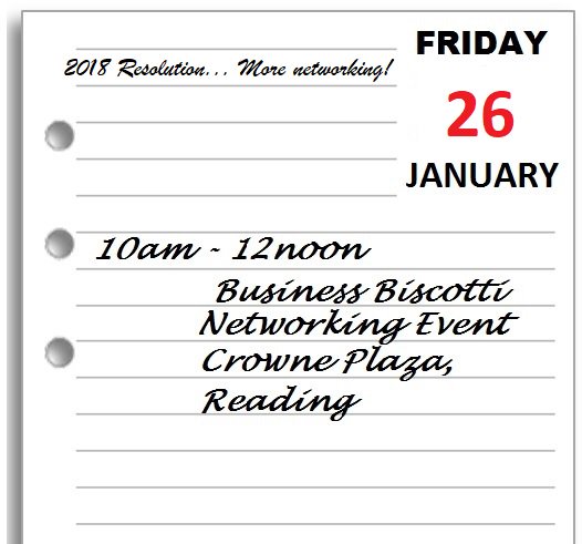 Friday 26th January will be the first club meeting of 2018! Join us for #business #networking from 10am til Noon at the #CrownPlazaHotel and meet fellow business people from #Caversham and other Biscotti clubs.