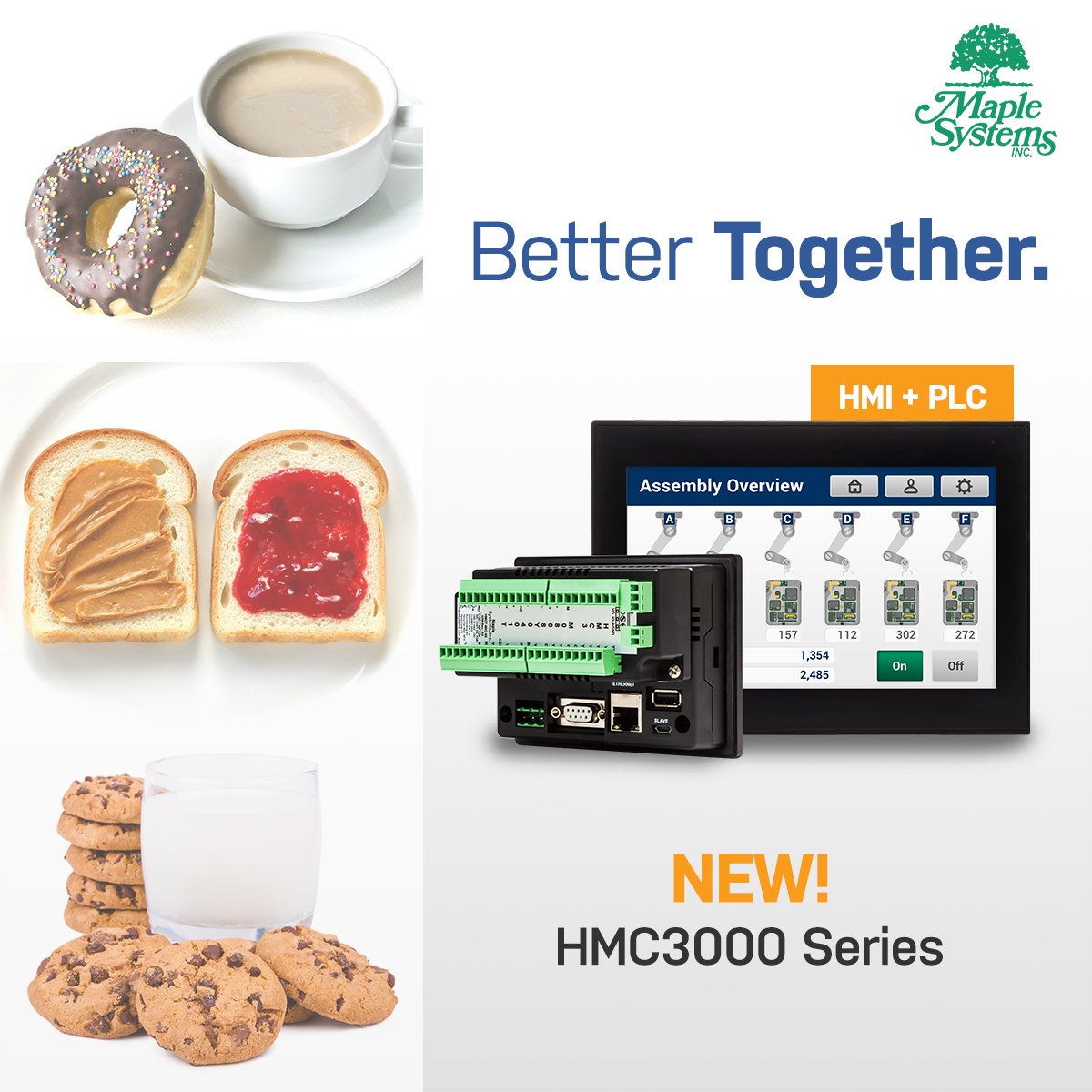 MapleSystemsInc's tweet photo. Some things just go better together. Introducing our second HMI+PLC line. https://t.co/GDxEeXjncV #HMIPLC #HMI #PLC #automation #machines #Engineering https://t.co/4AReqL9kmn