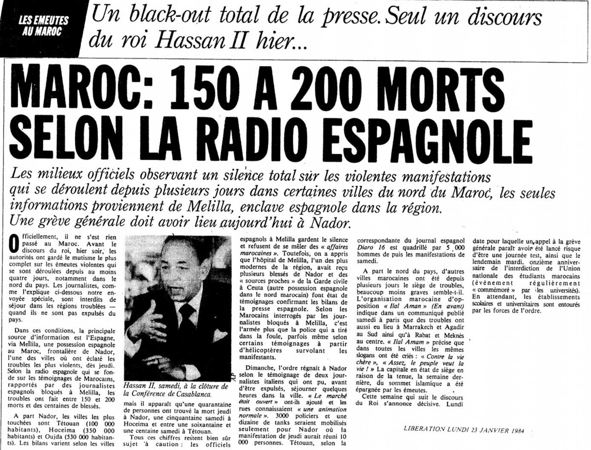 StitouImad's tweet photo. في مثل هذا اليوم، انتفاضة 19 يناير 1984 في عدد من المدن المغربية والتي ووجهت بقمع دموي من نظام الحسن الثاني. https://t.co/kXXLrta1MW