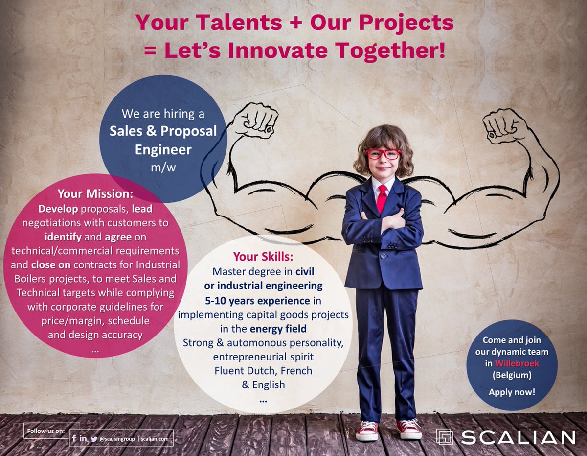 EtopInt's tweet photo. #Jobs
You've honed your talents through a significant experience, and a fighting spirit? Scalian is hiring a Sales &amp; Proposal #Engineer in #Willebroek  #Belgium
Contact Dorota | dorota.abramowicz@scalian.com or apply directly: https://t.co/LMR9PvGpXW https://t.co/m2RFmPLXEC