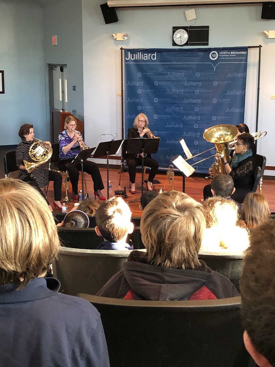 Birchenall4NB's tweet photo. The students got to enjoy an amazing performance and music lesson by the #stilettobrassquintet ! https://t.co/TKtJnBgxXb