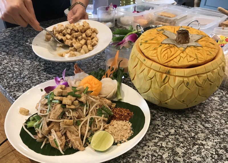 PhilleighWay's tweet photo. Now that's what we call a #foodiefriday lunch! Huge thanks to Amy of @TruroPunkThai for cooking us such an amazing array of traditional #Thai dishes. Watch out for exciting news of a new course coming soon!!! Now to go for a lie down! #learntocook #traditionaldishes #Thaicourse https://t.co/IPlSGhuyR1