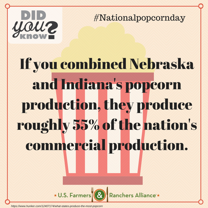 USFRA's tweet photo. What two states produce the most popcorn? Nebraska and Indiana. Happy #NationalPopcornDay https://t.co/EQRbhmAWbx