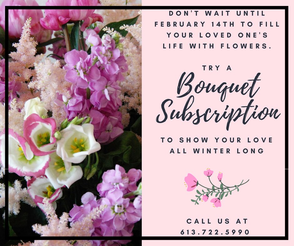 Contact us for details on our new flower subscription program.  Imagine beautiful flowers year round, or date customize delivery to be covered for every important event! #ottawawest #ottawabusiness