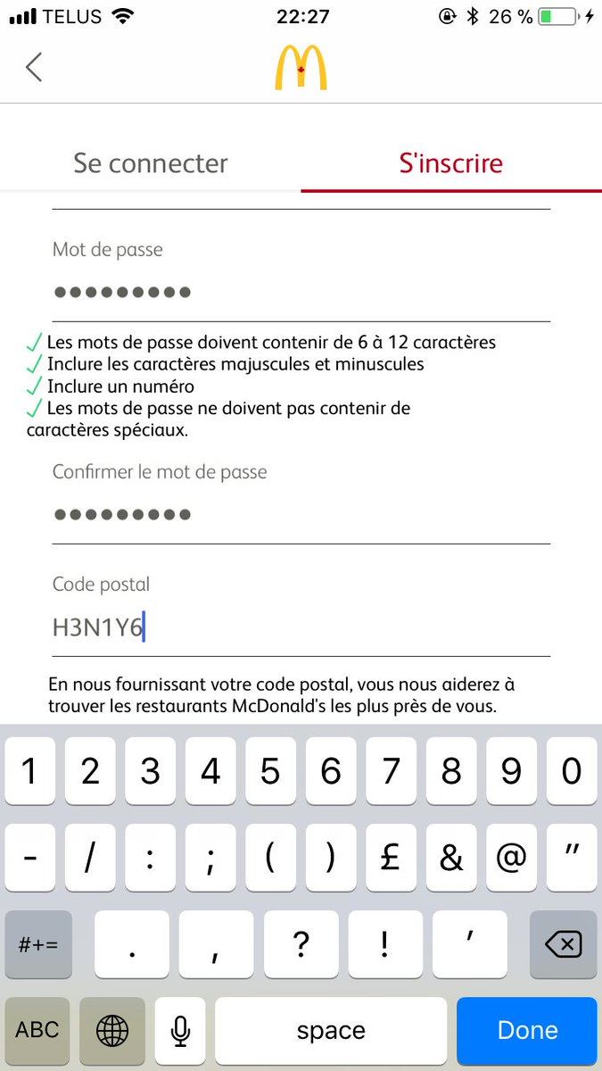 vinvinXD's tweet photo. Puisqu'on vous dit que les mots de passes "ne doivent pas contenir de caractères spéciaux" #madonalds #infosec #security #fastfood https://t.co/aZAHd81FpY