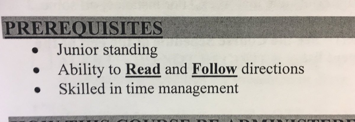 CoachJenSewell's tweet photo. No. 2 on this prereq list is my favorite so far! #keepitsimple #syllabus #read #followdirections #timemanage Mind blowingly easy 🤯 but you’d be amazed. A script for the rest of your life 🤔 👇🏼 https://t.co/w43wKNHgRN