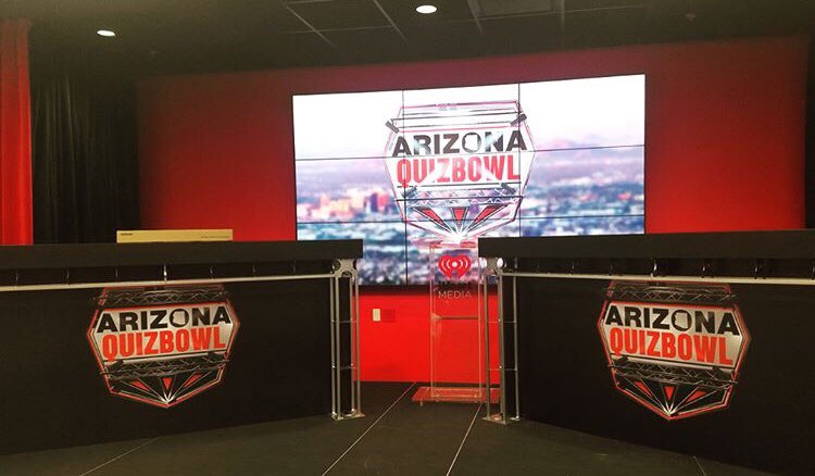Merestone's tweet photo. New studio set for the Arizona Quizbowl! Starts airing on February 1 on The CW! So excited to be apart of this project that highlights our best and brightest students. @yourphxcw @richberra1 @iheartradio #arizonaquizbowl #studiobuilds #azproductions https://t.co/roIgW5KFDx