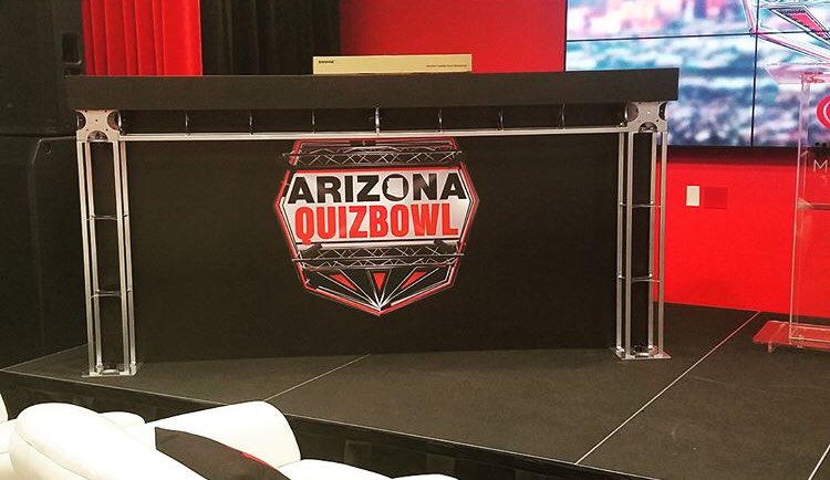 Merestone's tweet photo. New studio set for the Arizona Quizbowl! Starts airing on February 1 on The CW! So excited to be apart of this project that highlights our best and brightest students. @yourphxcw @richberra1 @iheartradio #arizonaquizbowl #studiobuilds #azproductions https://t.co/roIgW5KFDx