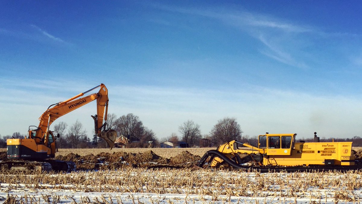 #4045T enjoying a 9 ft. cut on this cold winter day! #ECIN #INag #Agriculture #WaterManagement #Tile18 #TileDrainage