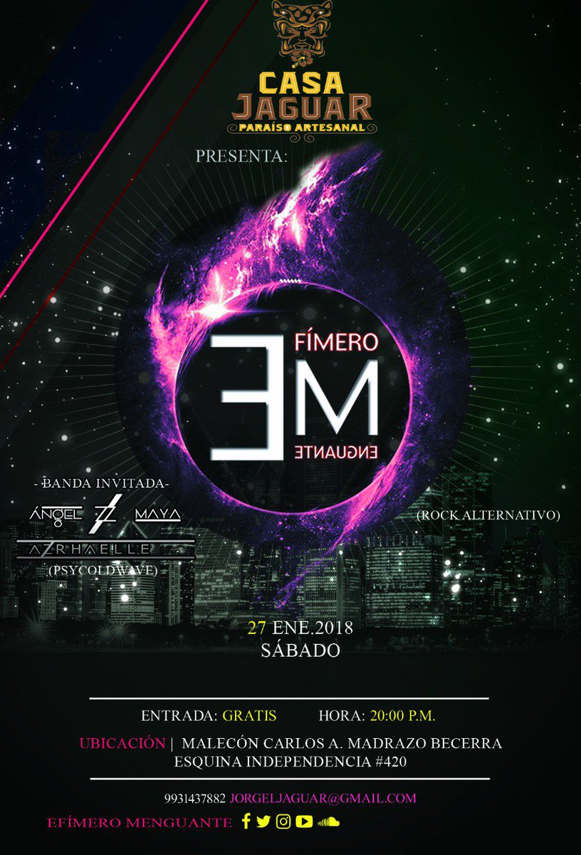 efimerobanda's tweet image. A todos nuestros seguidores, les hacemos una atenta invitación para que asistan a nuestra primera presentación cómo banda.