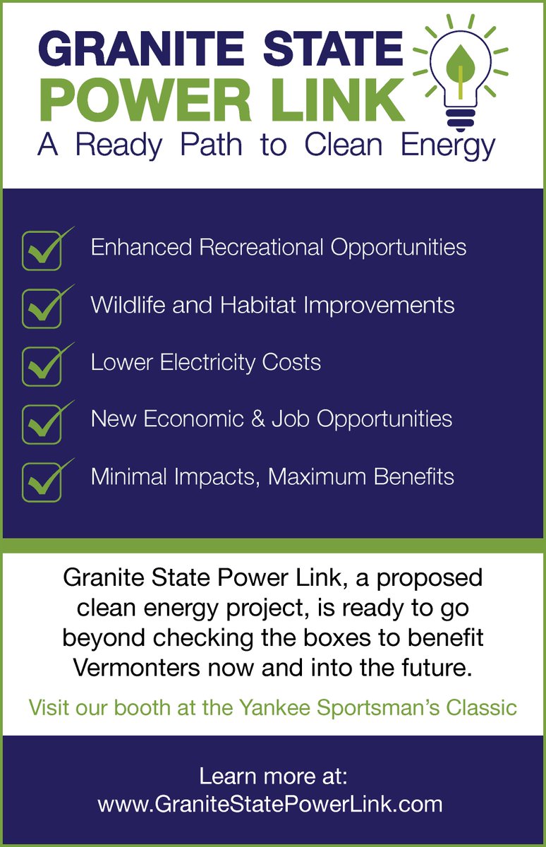 GSPowerLink's tweet photo. We're ready to go beyond checking the boxes to benefit Vermonters now and into the future. Visit our booth this weekend at the 26th annual Yankee Sportsman’s Classic! https://t.co/TleglvCH6d