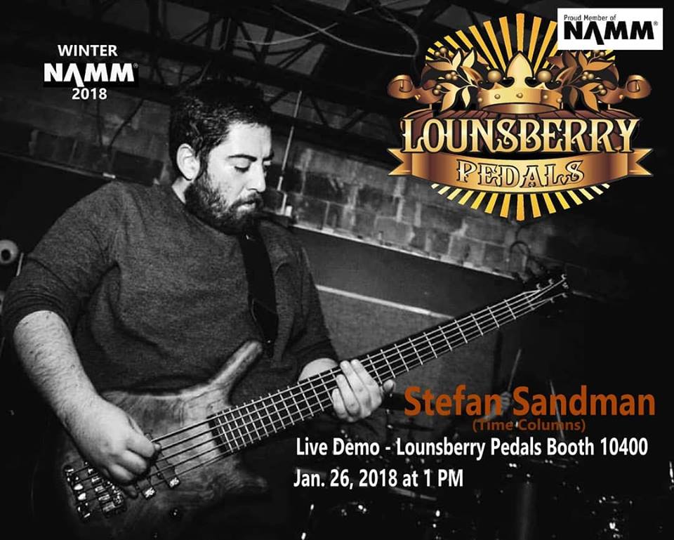 TimeColumns's tweet image. Our very own Stefan Sandman will be out at this years @NAMMShow demoing for #DansburyPedals so anyone out there go say hi! #timecolumns #bass #NAMM2018