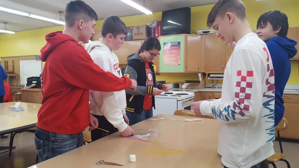 RichStoffers1's tweet photo. 8th graders participating in T.E.A.M. building 'marshmellow' project today @arweva_rockets ! Groups used collab., cooperative, critical thinking skills to build their tower! Excellent activity to build leadership skills! #AWVROCKETS https://t.co/Y1BRh4t6Iz