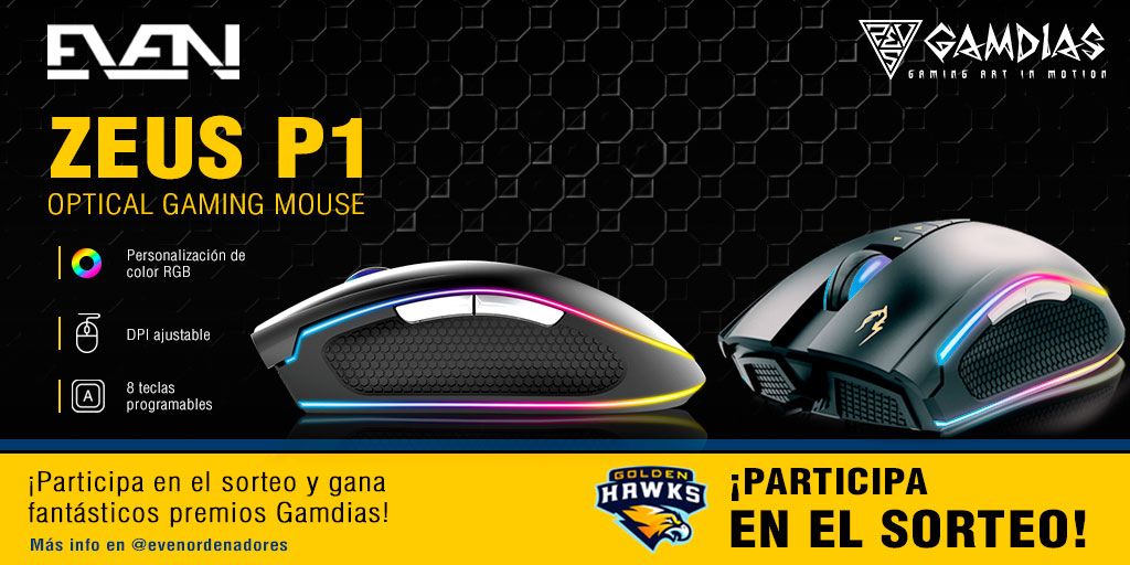 evenordenadores's tweet photo. #ZEUSP1 El ratón por excelencia 🏆💪.
Sensor óptico de 12.000 DPI configurable, 8 teclas programables, configuración iluminación RGB...y que que txtura !🙊 @GAMDIAS
➡➡ Desde 53€ https://t.co/zVvTOxg7vz
⚠⚠ Últimos días para participar en el #SORTEAZO de @GoldenHawks_ https://t.co/8j1eArbcl7