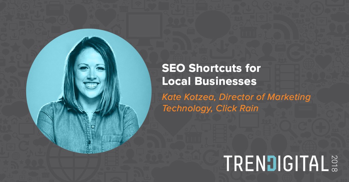 TrendigitalConf's tweet photo. SEO doesn’t have to be overwhelming. Hear from @katekotzea on some of the smaller steps your business can take to make a big difference in your local search results! #seo #marketing #trendigitalsf https://t.co/RJOF83b2af