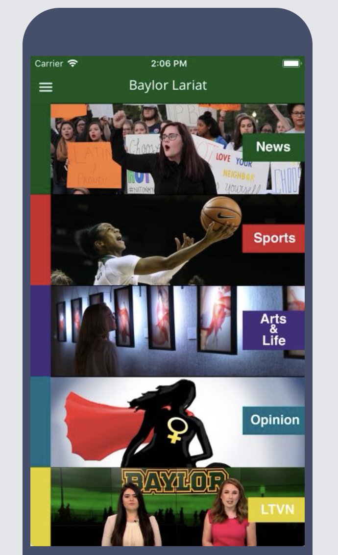 BULariatArts's tweet photo. Did you know the Baylor Lariat app has a NEW look? Be sure to update your app or download it on the Android/ Apple App Store. https://t.co/xr2mw6vKZN