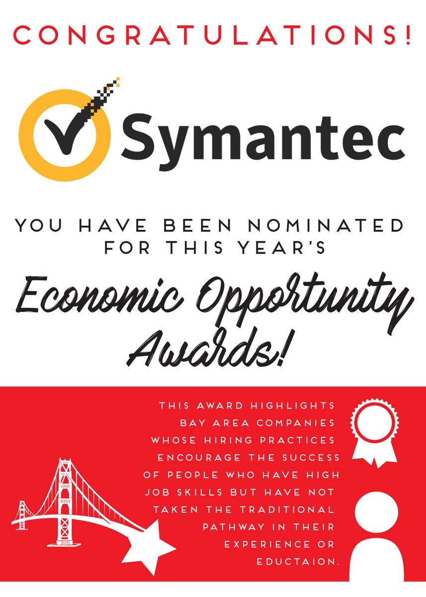 JobTrain's tweet photo. Congratulations to @TinPotCreamery @symantec @samaschoolorg for being nominated for the 2018 Economic Opportunity Awards! Today is the LAST day to nominate a company, go to our website to nominate! #Congratulations #EOA2018 https://t.co/XupRHiRfdw