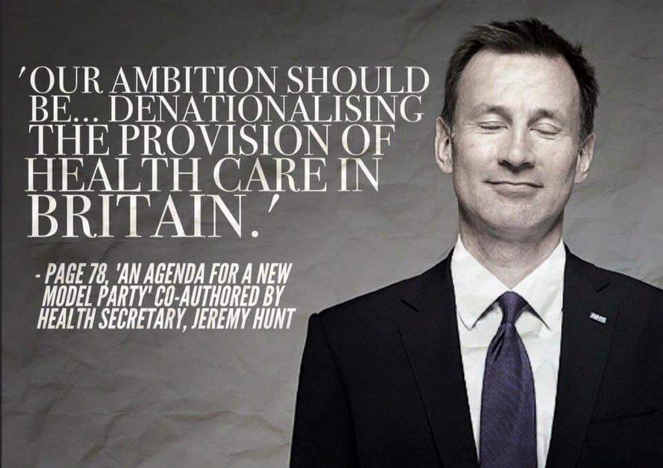 Hi @Jeremy_Hunt Here is our 10th question, it would be great if you could actually answer this one. Why did you co-write a book about that suggests we should privatise healthcare in the UK? Thanks, NHS Million Team Please RT if you’d like to hear from Jeremy on this