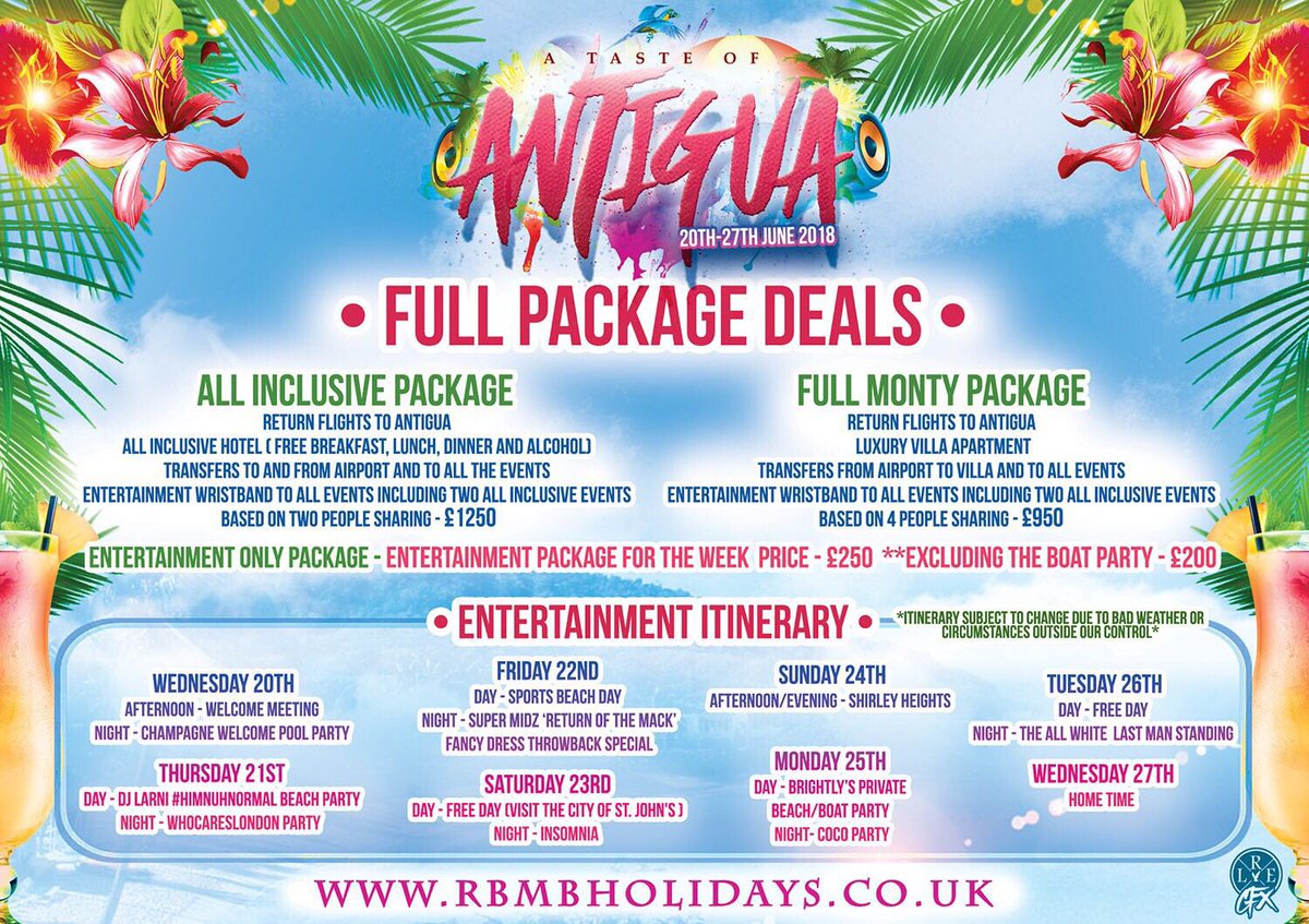 rbmbholidays's tweet image. Looking for somewhere to go this summer with your squad ?

It's not everyday Europe , sometimes go to the Caribbean 🌴☀️🌊

Rbmbholidays.co.uk 

#Atasteofantigua