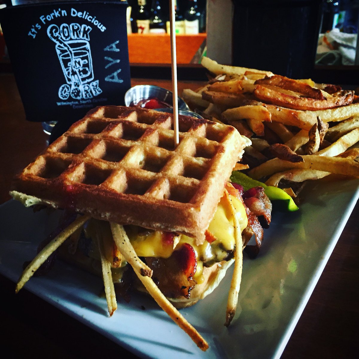 bigGermanMike's tweet image. Seriously, @GuyFieri stop what you are doing. Head to Fork N Cork downtown #Wilmington NC and get yourself an “Ava’s Awesome Breakfast Burger”. Thank me later! #avasawesomebreakfastburger