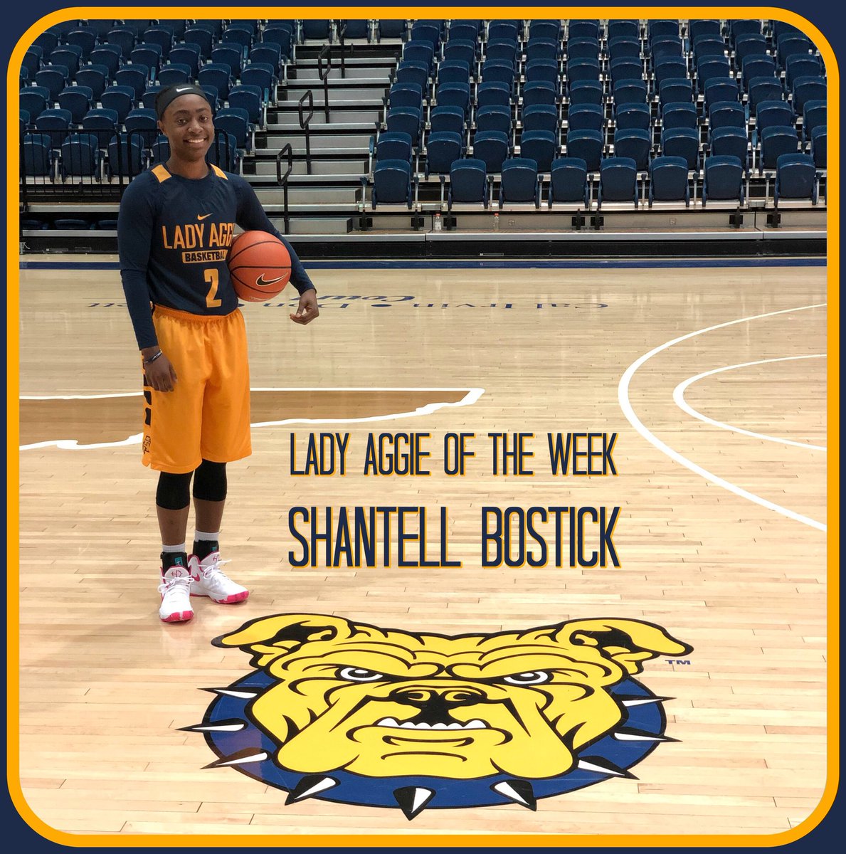 LadyAggieBall's tweet photo. Congratulations to @Show_n_tell2 for earning those gold shorts this week! Stay on the grind. #LadyAggieOfTheWeek https://t.co/HxYo6sZrwK