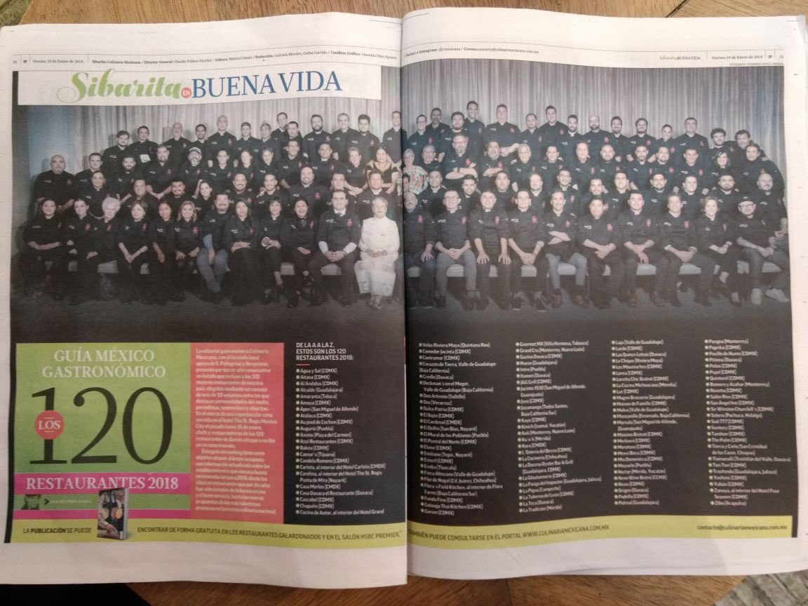 cmexicana's tweet photo. Hoy en #SibaritaEF @ElFinanciero_Mx la doble plana con los 120 Restaurantes de la Guía #MéxicoGastronómico #CulinariaMexicana @spellegrino_mx @NespressoMX https://t.co/fLSQe77fzS