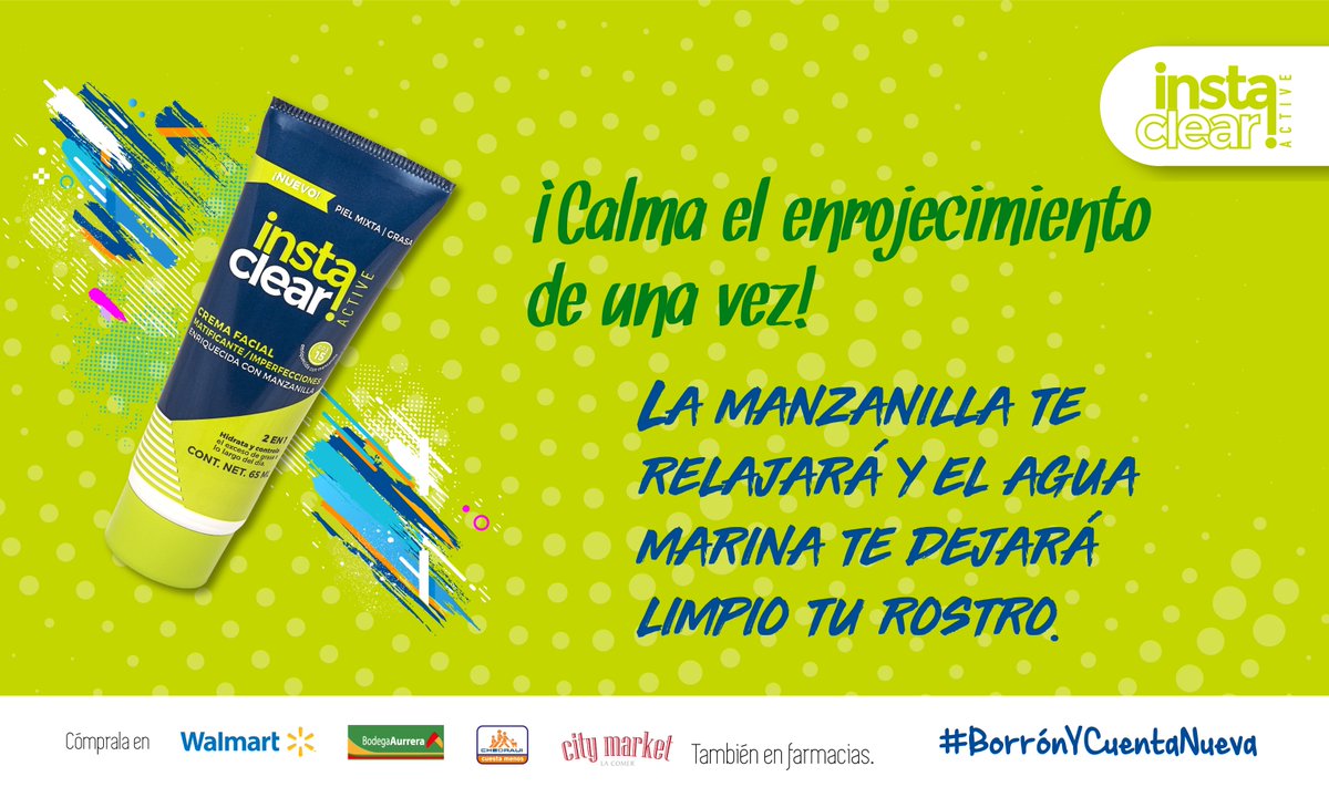 instaclearmx's tweet photo. Disminuye el tamaño de tus poros, con la manzanilla y el agua marina de la Crema Matificante.
#BorrónYCuentaNueva #InstaClear https://t.co/ZRC6MxPnr4
