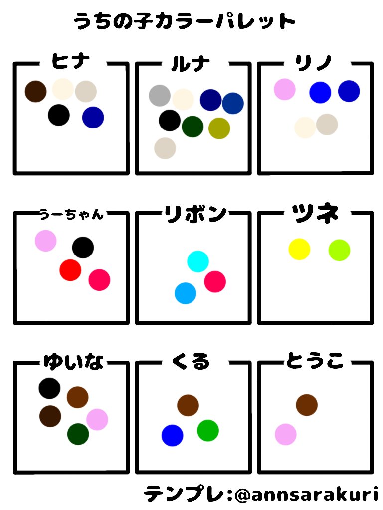 ベニー うちの子カラーパレット テンプレ 自由度高めにしてみました イラストを描いたり貼ったりも良し 好きな線画で パレットにするのも良し ご自由にお使いくださいまし ちなみに２枚目が使用例ですー