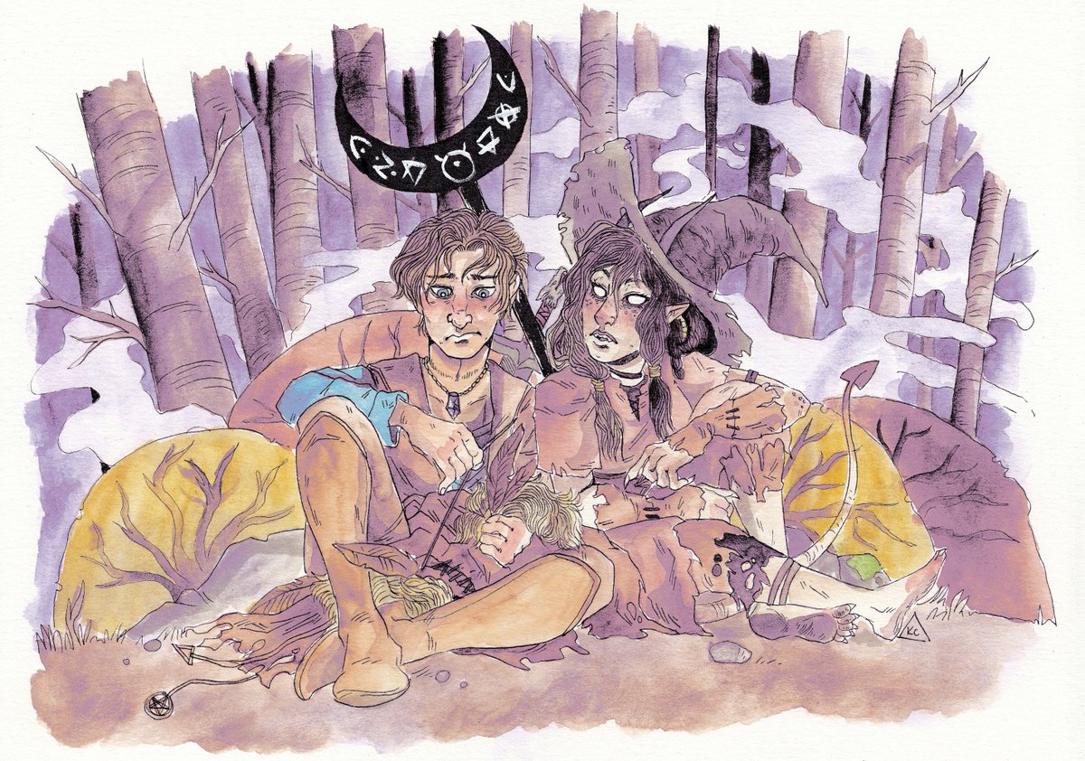 kayncli's tweet photo. Strix gives Diath a little lesson in how to sew. #Striath https://t.co/5UTBrqoBec