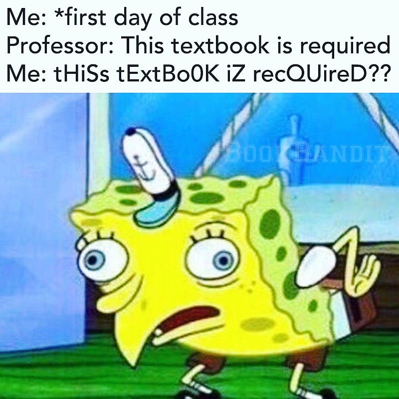 Tag someone with this professor😂👴
Go to BookBandit.com to save on textbooks!!
#college #collegelife #struggle #oof #dawae #memes #spongebob #pineapple #mocking #esketit #relateable #motivation #entrepreneur #textbooks #bookbandit #booklovers #ballonabudget #tidepods